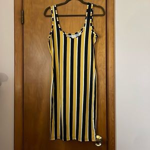 Summer Stretchy Black and Yellow Striped Dress